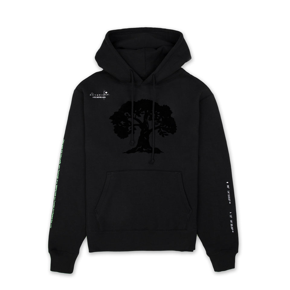 velvet patch tree hoodie